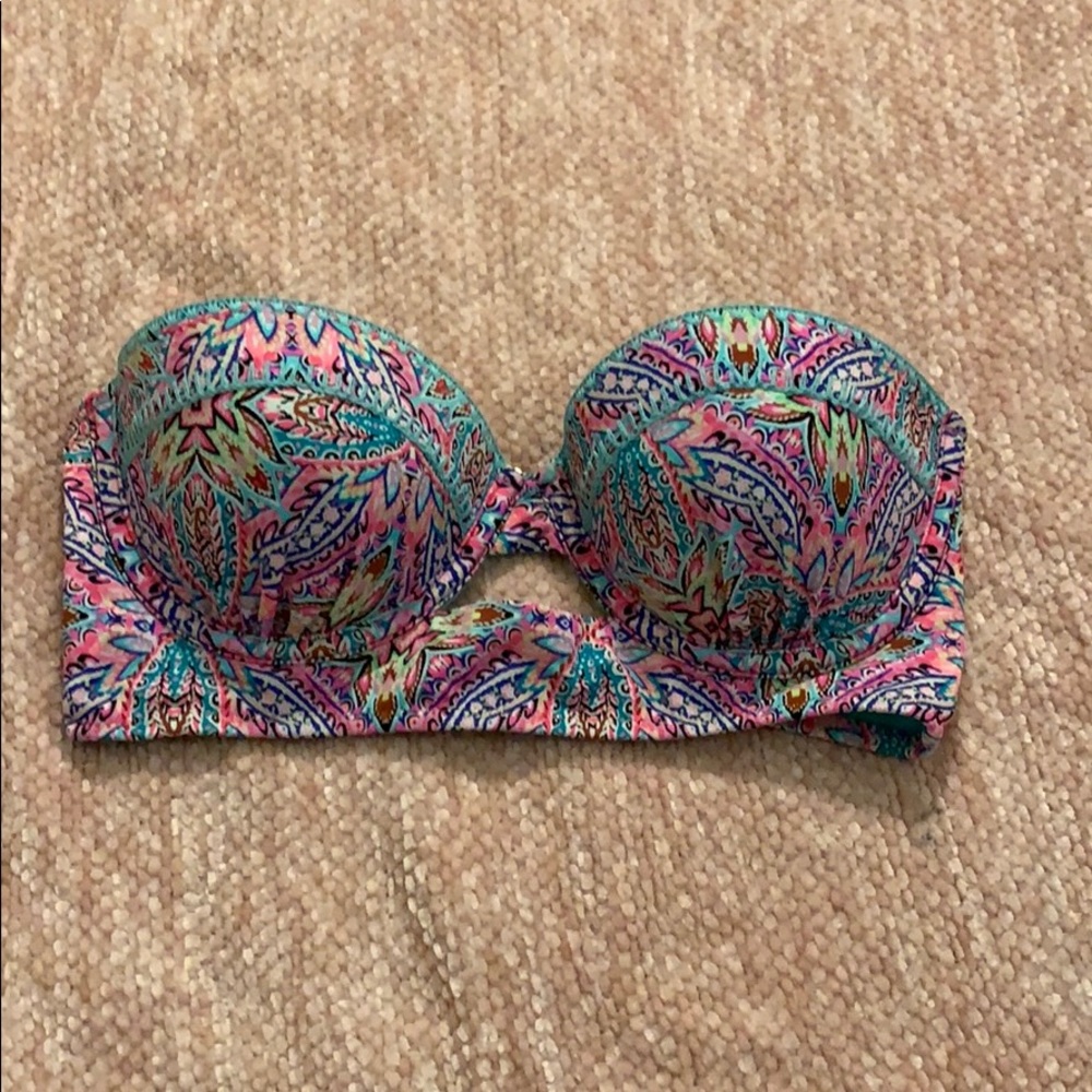 Strapless floral swimsuit top
